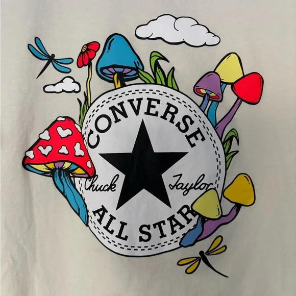 Converse All Star T-Shirt with Colorful Mushroom Design - Picture 2 of 4